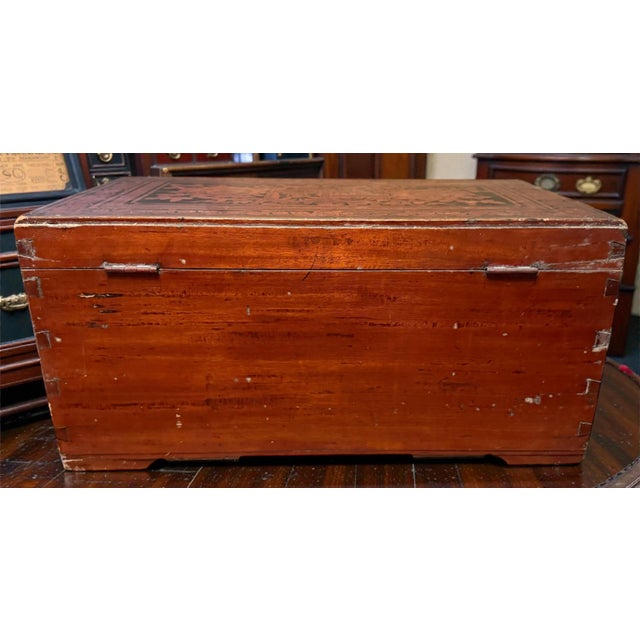 Black Early 19th-Century, Southern German/Alpine, Painted Locking Document Chest With Bell-Lock & Interior Lid Compartments For Sale - Image 8 of 14