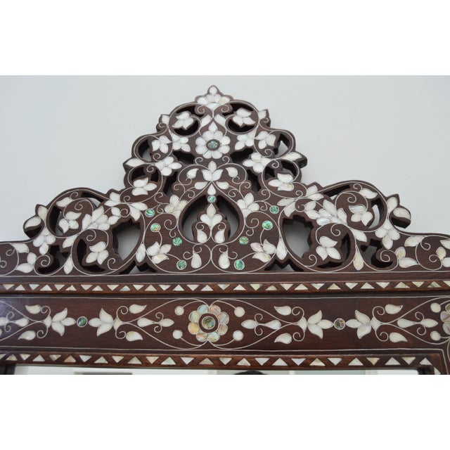 Vintage Syrian Floral-Patterned Colorful Mother-Of-Pearl Mirror For Sale In New York - Image 6 of 10