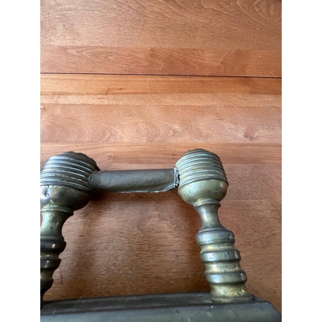 English Colonial Revival Brass Fire Tool Rest or Fire Dogs For Sale - Image 11 of 12