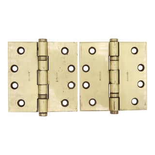 Pair of Reclaimed 4 X 4 In. Brass Baldwin Ball Bearing Door Hinges For Sale