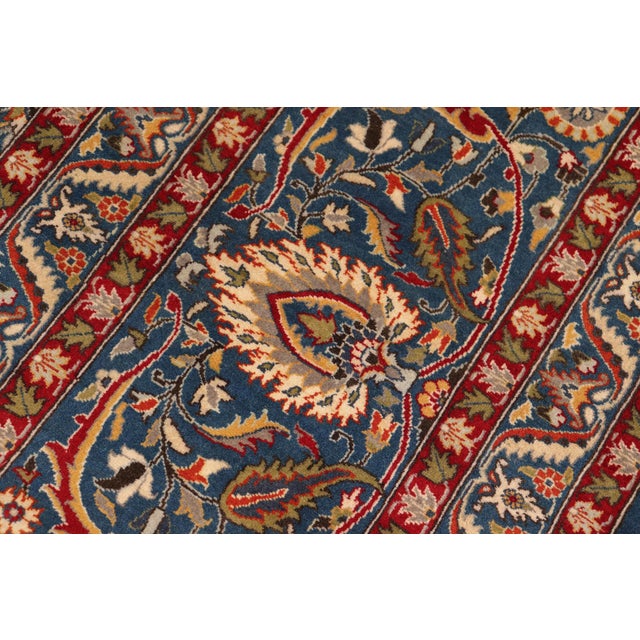 1990s Art Nouveau Pak-Persian Blue/Red Wool Rug - 10'0'' X 13'10'' For Sale - Image 5 of 8