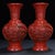 This pair of vintage Chinese cinnabar lacquer vases is an exquisite addition to any collection. Each vase features...