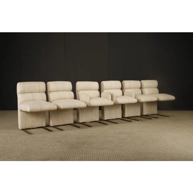 Modern Set of 6 Channel-Tufted Post-Modern Dining Chairs by Finesse, 1970s, Signed For Sale - Image 3 of 15