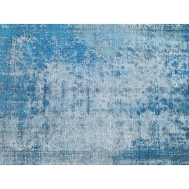 Blue and Ivory Antique Oushak Rug Overdyed with Classical Design/Composition. Keivan Woven Arts / rug G-0403, country of...