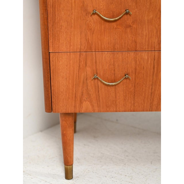 1950s Scandinavian Teak Chest of Drawers with Brass Inserts, 1950s For Sale - Image 5 of 9