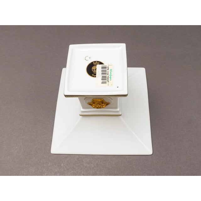 Ceramic Mid 20th Century Rosenthal Meets Versace Gorgona Medusa Gold Greek Key Porcelain Footed Candy Dish Bowl For Sale - Image 7 of 8