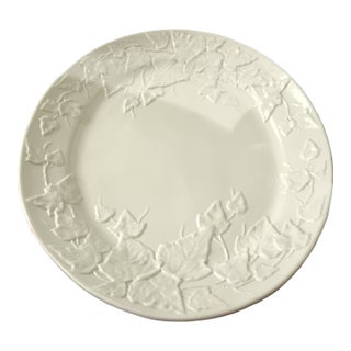 Large Vintage White Oval Ceramic Platter With Embossed Leaf Design. Made in Italy For Sale