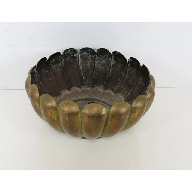 Vintage 1940s Egidio Casagrande Italy Hammered Brass Decorative Bowl or Planter For Sale - Image 4 of 10