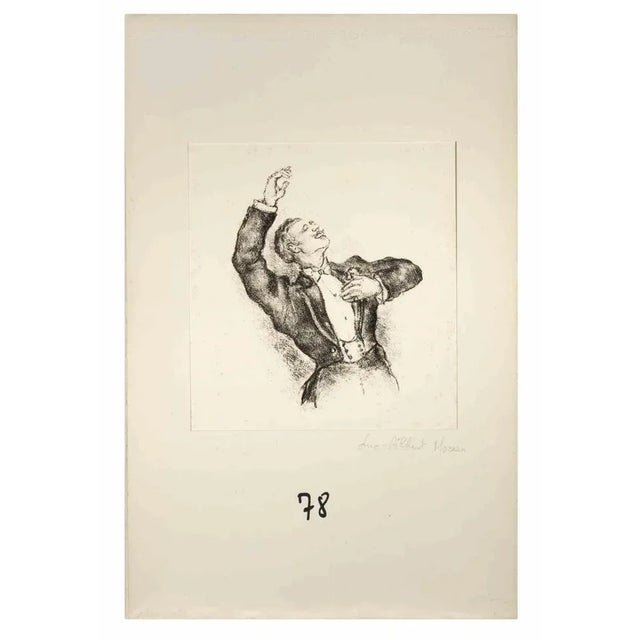Elegant Man is a Lithograph on ivory-colored paper realized by Luc Albert Moreau. The artwork is in good condition,...
