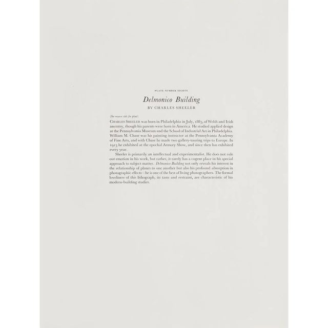 Charles Sheeler 1939 After Charles Sheeler "Manhattan, Delmonico Building", First Edition Period Lithograph For Sale - Image 4 of 9