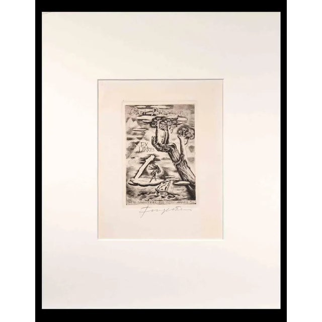 Ex Libris Gigi Raimondo is an Etching by Michel Fingesten, in 1937. Hand signed with pencil, included a white cardboard...