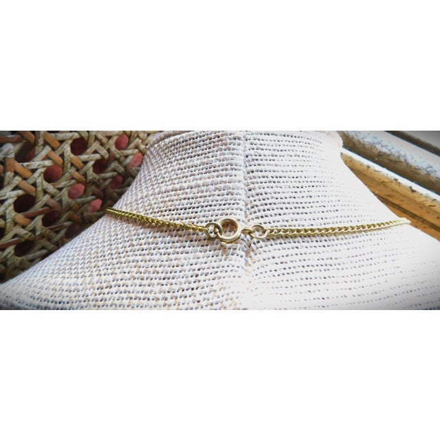 Gold Antique Etched 9k Gold Lingerie Pin Necklace With Pearls For Sale - Image 8 of 12