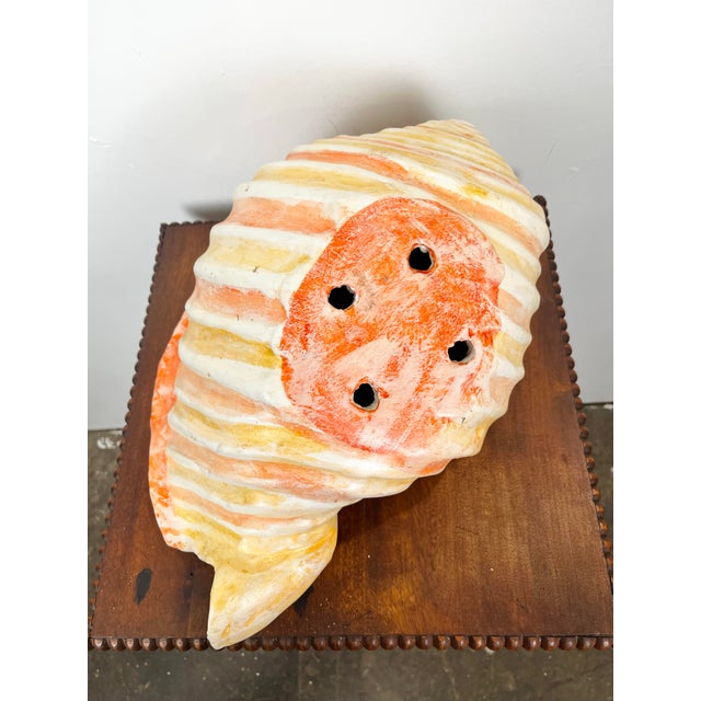 Large Vintage Mexican Hand Painted Ceramic Shell For Sale - Image 11 of 12