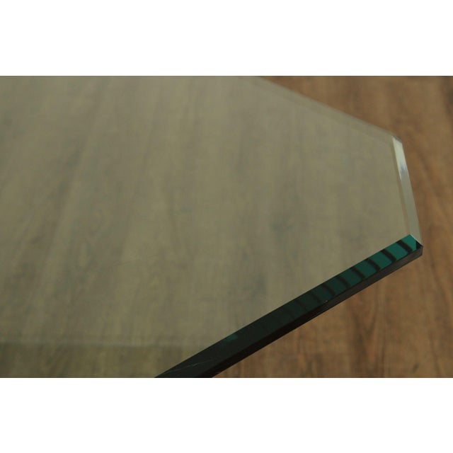 Glass Mastercraft Hollywood Regency Brass and Glass Pedestal Dining Table For Sale - Image 7 of 18