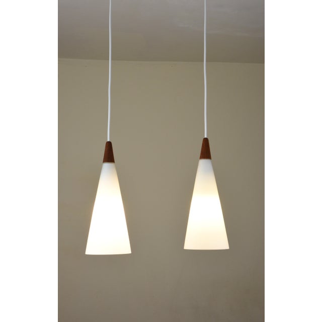 Holmegaard Trumpet 2-Light Pendant by Fog & Mørup for Holmegaard, Denmark, 1960s For Sale - Image 4 of 13