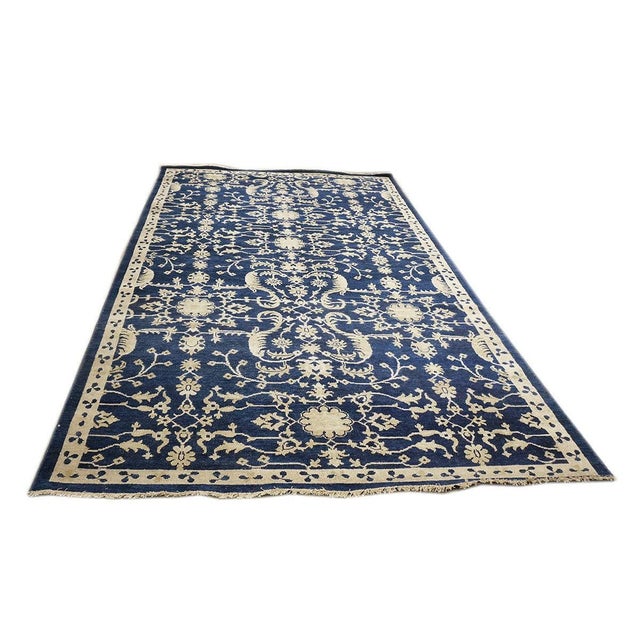 Persian Sultanabad Wool 6x10 Navy Blue & Ivory Handmade Area Rug #1144038