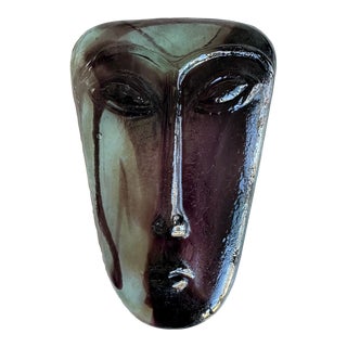 Erik Hoglund for Kosta Boda Attributed Glass Face Mask Sculpture For Sale