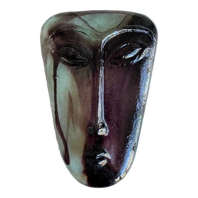 Erik Hoglund for Kosta Boda Attributed Glass Face Mask Sculpture For Sale