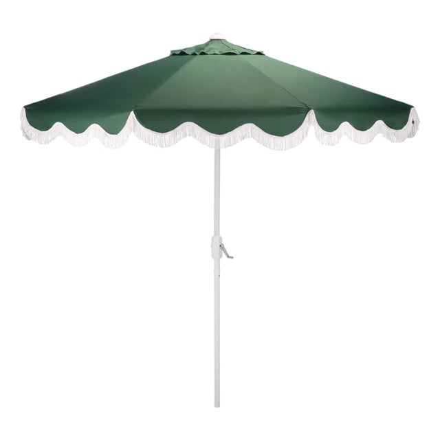 Torsa 9 Ft Crank Umbrella, Green/White Pole For Sale