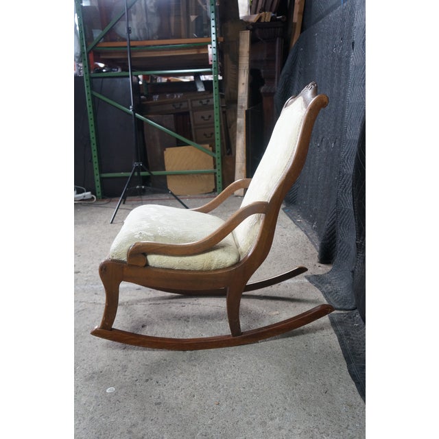 Antique American Victorian Rose Carved Walnut Lincoln Rocking Chair Rocker For Sale - Image 9 of 18