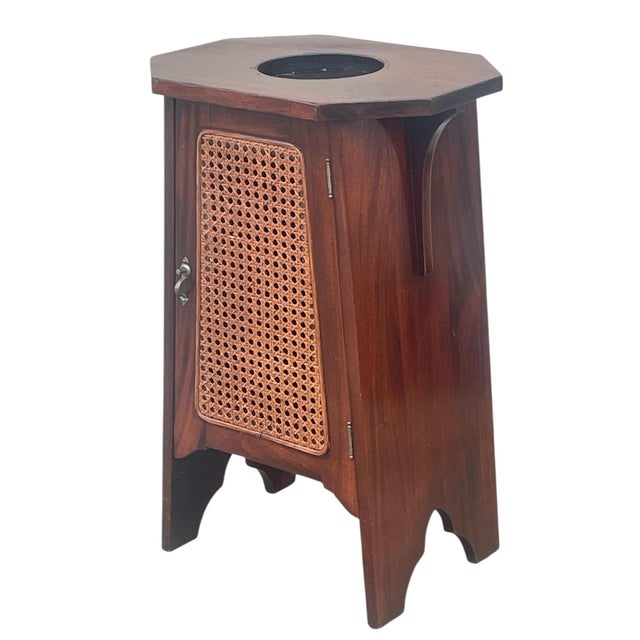 Wood Antique Signed Arts & Crafts Mixed Elements Smoke Stand Cabinet For Sale - Image 7 of 11