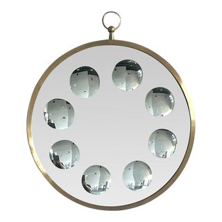 Vintage Italian Convex Circles Mirror After Fornasetti For Sale