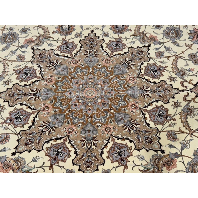 Super Fine Hand Knotted Persian Silk & Wool Isfahan Rug 8'4"x 12' For Sale - Image 12 of 14