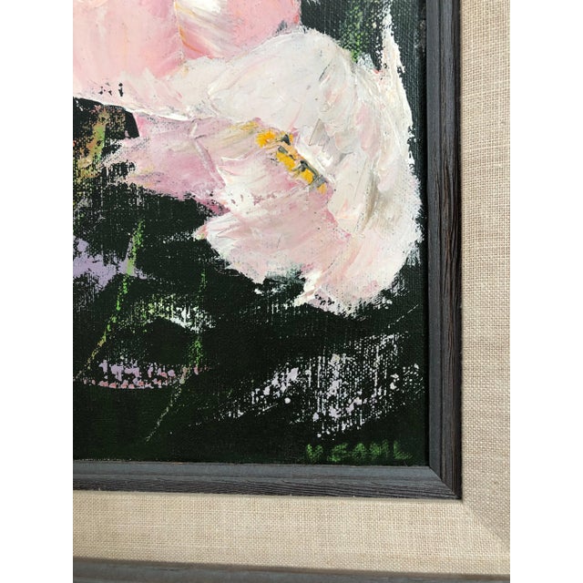 Mid 20th Century Vintage Pastel Floral Oil Painting For Sale - Image 5 of 11