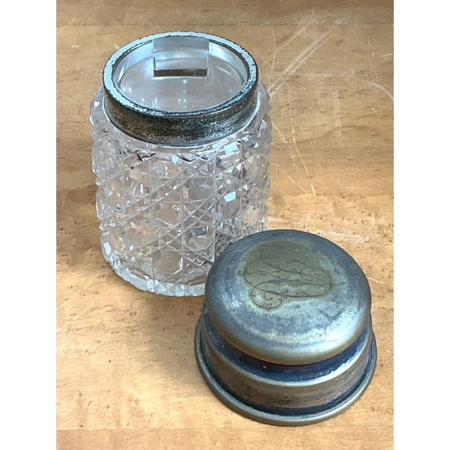 Antique Monogrammed Metal Topped Glass Vanity Jar For Sale - Image 15 of 18