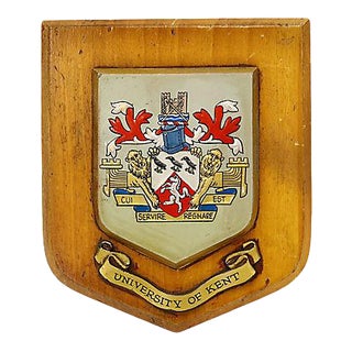Midcentury English University of Kent Crest Plaque For Sale