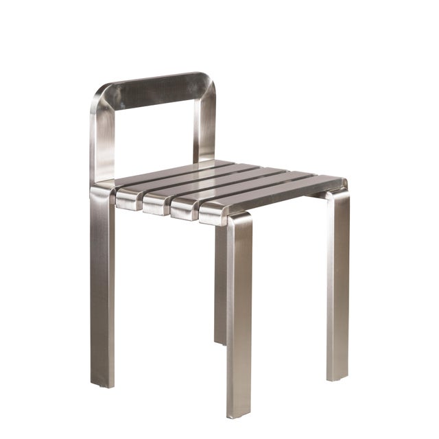 Contemporary Tara Silver Metal Chair With Sheepskin Pad For Sale - Image 3 of 6