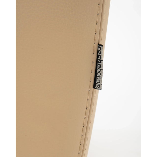 Metal Roche Bobois Leather Swivel Club Lounge Chair Postmodern For Sale - Image 7 of 11