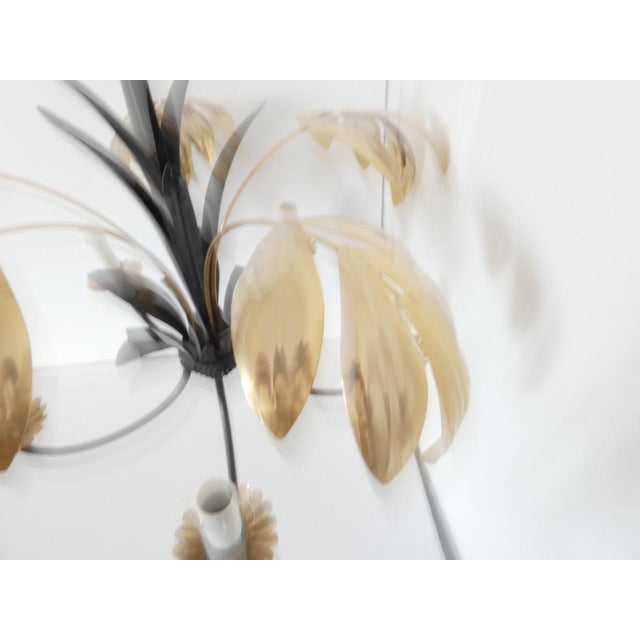 Vintage French Metal Tole Gold and Black Chandelier, in Flawless conditions. Designed 1970 to 1979 European Plug (up to...