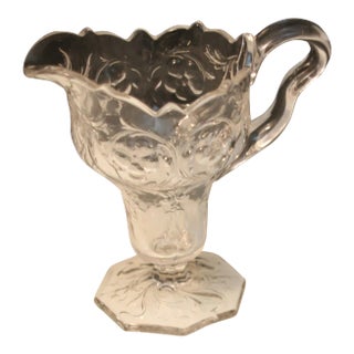 Antique Eapg McKee Clear Pressed Depression Glass Footed Creamer Rock Crystal Pattern Octagon Base For Sale