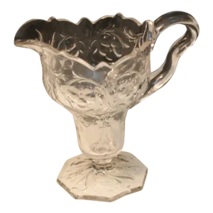 Antique Eapg McKee Clear Pressed Depression Glass Footed Creamer Rock Crystal Pattern Octagon Base