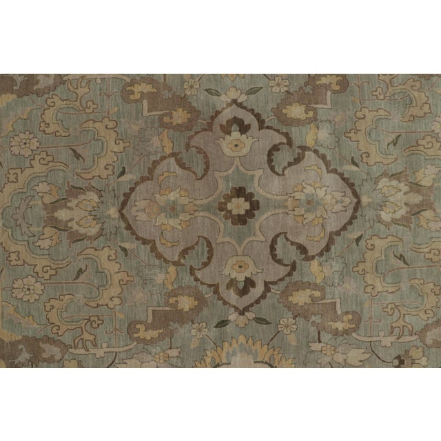 Rug & Kilim’s Polonaise Style Rug in Light Green With Floral Medallions For Sale In New York - Image 6 of 11