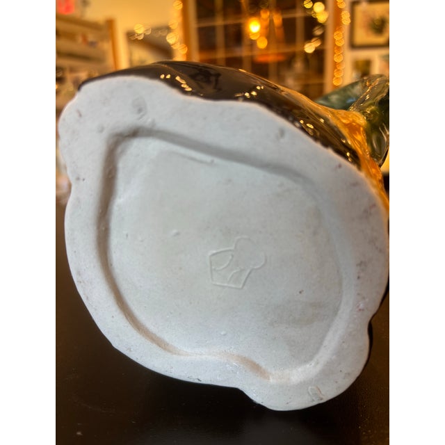 1920s Antique French Majolica Fox Playing a Mandolin Pitcher For Sale - Image 5 of 6