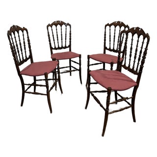 Set of 4 Attributed to Giuseppe Gaetano Descalzi Midcentury Italian Chiavari Chairs, 1950s For Sale