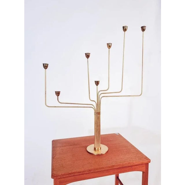 Vintage Danish Candelabra in Brass by Piet Hein, 1950s For Sale - Image 3 of 6