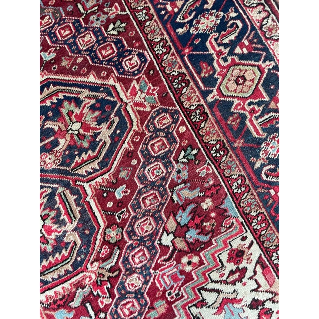 Textile Antique Rich Heriz Full Pile Rug - 9 X 11.8 For Sale - Image 7 of 11