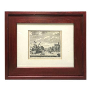 18th C. Dutch Engraving Depicting the Waalseiland Area in Amsterdam For Sale