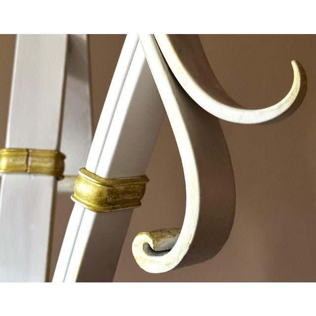 1950s Vintage Hand-Forged Iron Coat Stand in White and Gold, 1950s For Sale - Image 5 of 18