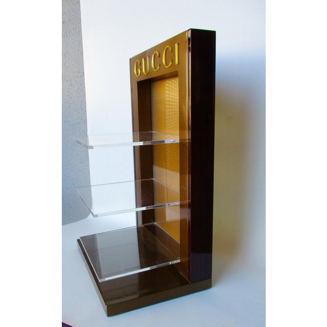 Gucci Logo Display Stand Lucite Acrylic Shelf Set Chairish