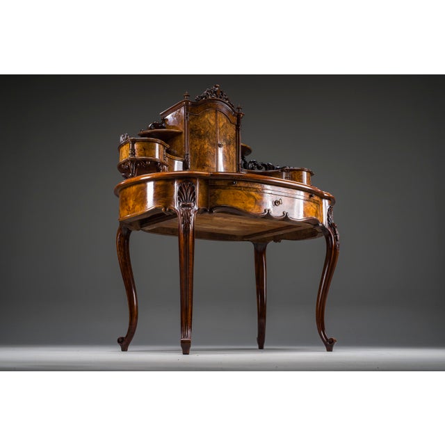 Antique Louis Philippe Walnut Vanity Desk, 1860 For Sale - Image 13 of 18