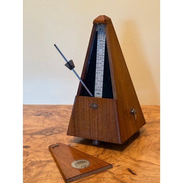 Mid-Century Modern Vintage Mid-Century Czechoslovakian Prim Working Mechanical Metronome in Wood Circa 1960's For Sale - Image 3 of 12