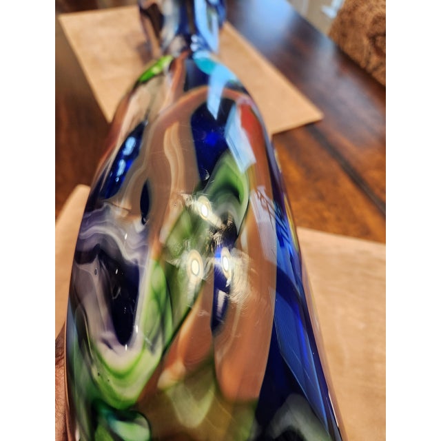 Mid 20th Century Stunning 25" Murano Cobalt Blue Millefiori Vase Hand-Blown Statement Piece For Sale - Image 11 of 12