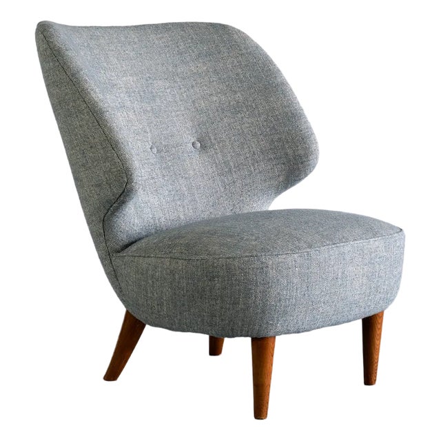 Linen and Elm Easy Chair by Sven Staaf from Almgren & Staaf, 1953 For Sale