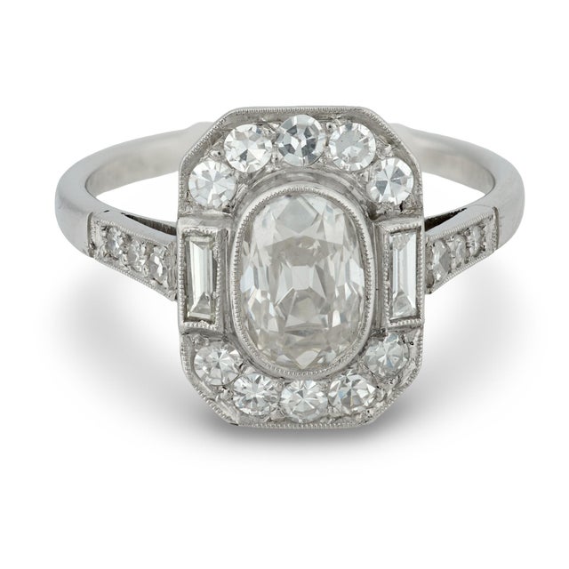 Modern Gia 1.03 Carat Old Mine Cut Diamond Platinum Engagement Ring, Size 6.75 For Sale - Image 3 of 7