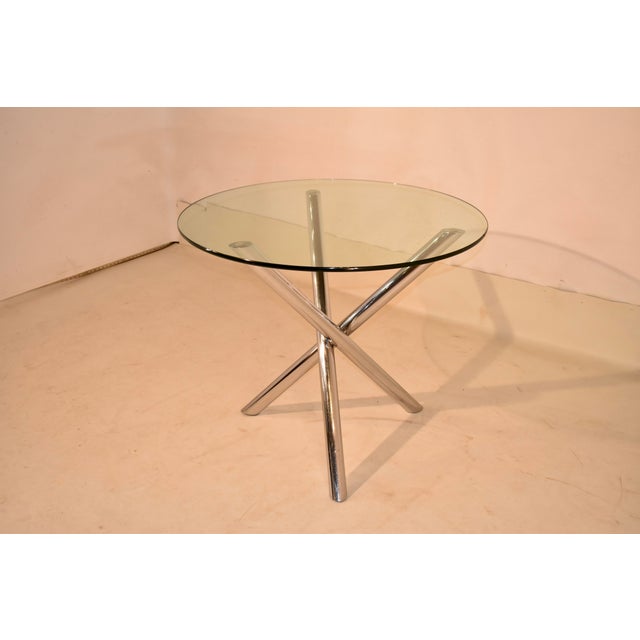 Metal Mid-Century Modern Chrome Tripod Base Table With Glass Top For Sale - Image 7 of 7