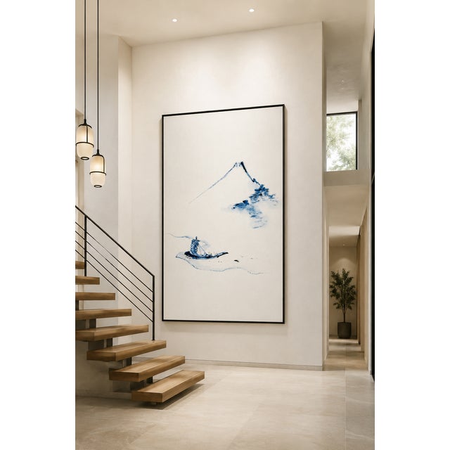 Paper Hokusai's Mount Fuji and Boat, Vintage Japanese Art Print, 16" X 24" For Sale - Image 7 of 9